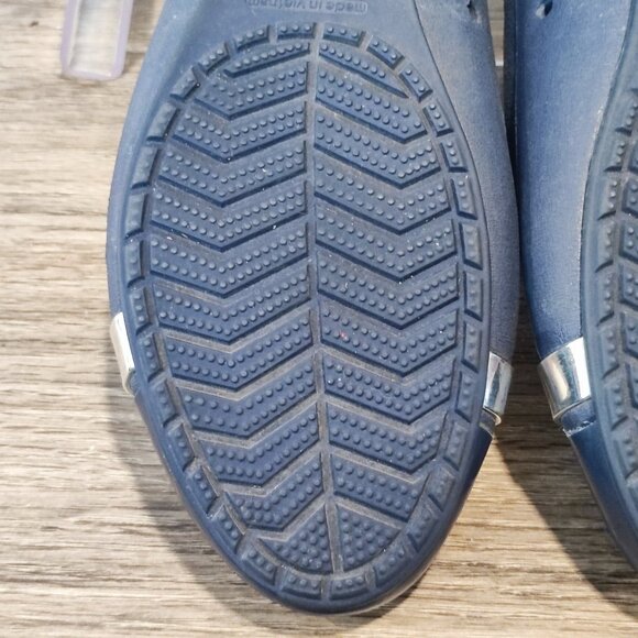 Crocs Ballet Flats Sz 8 Navy blue with chrom Rubber Comfort Ballerina Shoes - Picture 12 of 13